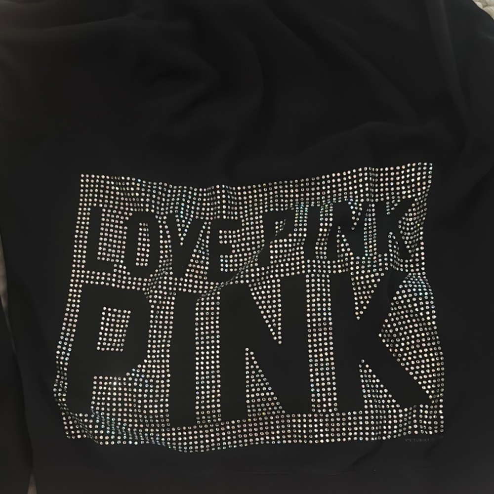 PINK Victoria's Secret Black Zip Up Hoodie with Accents - Picture 2 of 4